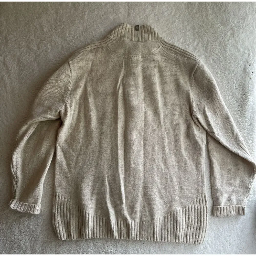 Columbia XCO Wool Sweater Mens XL Beige Color 1/4 Zip Pullover